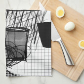 キッチン白黒 キッチンタオル (四つ折り)