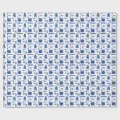 キッチン調理師レストランシェフパティシーブーカーブルー ラッピングペーパー (フラット)