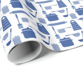 キッチン調理師レストランシェフパティシーブーカーブルー ラッピングペーパー (ロールコーナー)