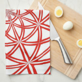 キッチン赤と白タオルと抽象デザイン キッチンタオル (四つ折り)
