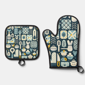 キッチン魅力的エッセンシャルオーブンミットとポットホールド 鍋つかみ&鍋敷きセット