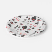 キッチン，かわいい赤と黒，ヴィンテージ,レトロ ペーパープレート (アングル)