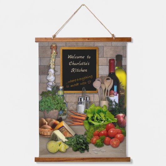 キッチン（カスタマイズ可能） 吊り下げ型タペストリー (正面)