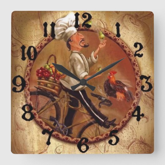 キッチン スクエア壁時計 (正面)