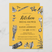 キッチン ブライダルシャワー ハーブ スパイス イエロー 招待状 (正面/裏面)
