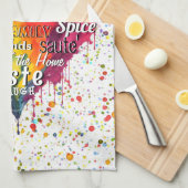 キッチン ワード＆用語 ハート キッチン タオル (四つ折り)