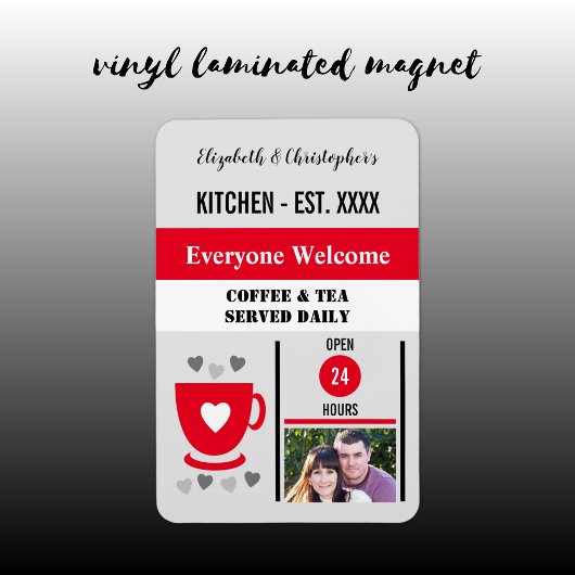 キッチン 今年 コーヒー 紅茶 赤い 写真 マグネット