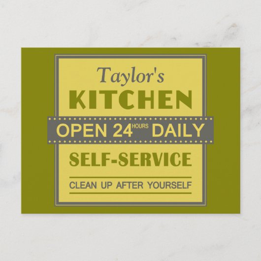 キッチン – 名前をカスタムする – はがき (正面)