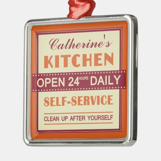 キッチン – 名前をカスタムする-オーナメント メタルオーナメント (左)