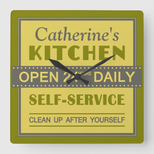 キッチン – 名前をカスタムする – 壁時計 (正面)