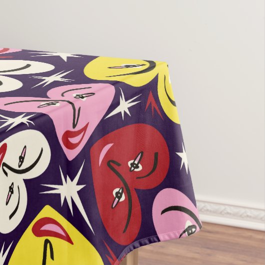 キッチーキッチンレトロ1950のハートパターン テーブルクロス (インサイチュ)