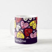 キッチーキッチンレトロ1950のハート名前をカスタムする コーヒーマグカップ (正面左)