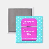 キッチーピンクヴィンテージ冷凍機水玉模様磁石 マグネット (正面/裏面)