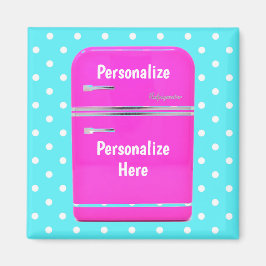 キッチーピンクヴィンテージ冷凍機水玉模様磁石 マグネット