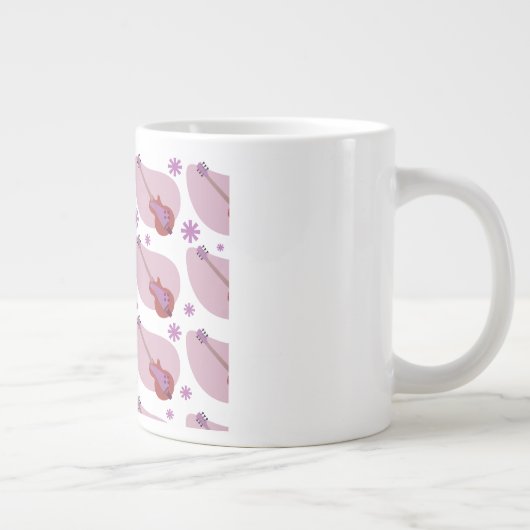 キッチーレトロフィフティスギターブーメランパターン ジャンボコーヒーマグカップ (右)