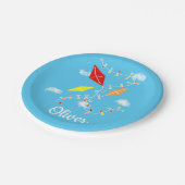 キッツインスカイブルーボーイハッピーバースデーパーティー  ペーパープレート (アングル)