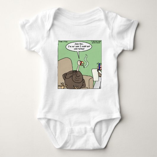 キッティング喫煙コールドターキーおもしろいギフト&ティー ベビーボディスーツ (正面)