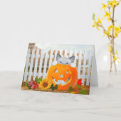 キッテンのカボチャの遊び時間グリーティングカード カード (黄色い花)