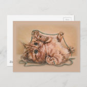 キッテンウィズヤーンスケッチ、ペットの猫アートイラストレーション ポストカード (正面/裏面)