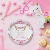 キッテンキットフローラピンクパープルティール（緑がかった色） ペーパープレート (パーティー)