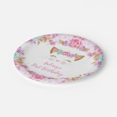 キッテンキットフローラピンクパープルティール（緑がかった色） ペーパープレート (アングル)