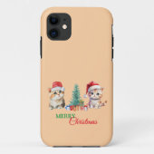 キッテンキャットサンタレッドグリーンメリークリスマスパーティー Case-Mate iPhoneケース (裏面)