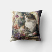 キッテンキャットパープルフラワーウィンドウサンライト クッション (裏面)