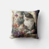 キッテンキャットパープルフラワーウィンドウサンライト クッション (正面)