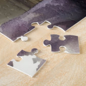 キッテンキャットパープルフラワーウィンドウサンライト ジグソーパズル (側面)