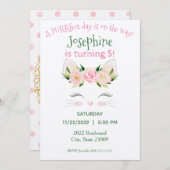 キッテンキャットフラワーズ誕生日招待状 招待状 (正面/裏面)