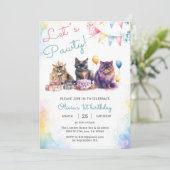 キッテンキャットレッツパーティ1歳の誕生日パーティー 招待状 (スタンド正面)