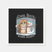 キッテンキャット&雪だるまフレンズ共有コーヒー冬 スタンダードカクテルナプキン (正面)