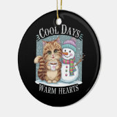 キッテンキャット&雪だるまフレンズ共有コーヒー冬 セラミックオーナメント (左)