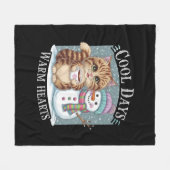 キッテンキャット&雪だるまフレンズ共有コーヒー冬 フリースブランケット (正面(横))