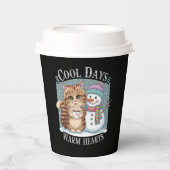 キッテンキャット&雪だるまフレンズ共有コーヒー冬 紙コップ (正面)