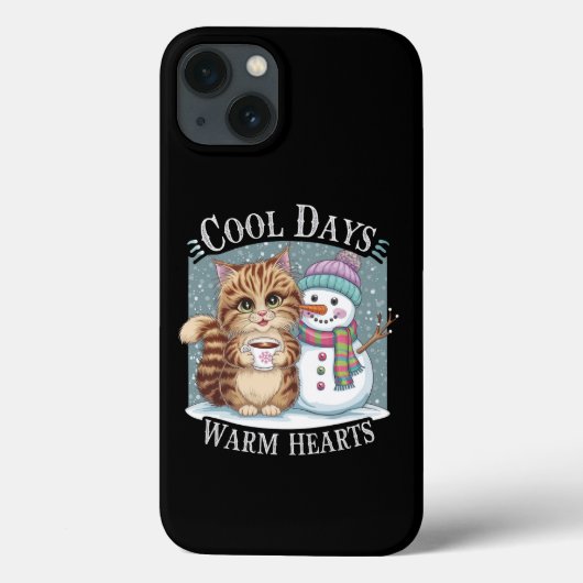 キッテンキャット&雪だるまフレンズ共有コーヒー冬 Case-Mate iPhoneケース (裏面)