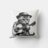 キッテンシャツハットアコースティックギターペンシルポートレート クッション (裏面)