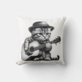 キッテンシャツハットアコースティックギターペンシルポートレート クッション (正面)