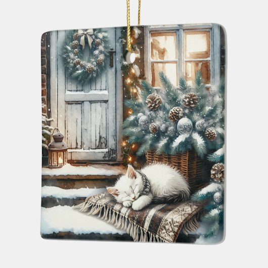 キッテンスリープフェスティバルフロントポーチクリスマス セラミックオーナメント (左)