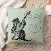 キッテンズ·バ遊イオリン·ティール(緑がかった色)·ミュージック·キャット·イラストレーション クッション (ブランケット)