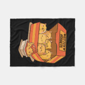 キッテンナゲッツおもしろいかわいいフードプリン猫好きチキン フリースブランケット (正面(横))