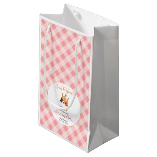 キッテンニャーピンククラウンガールキティキャット誕生日 スモールペーパーバッグ (正面アングル)