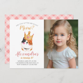 キッテンニャーピンククラウンガールキティキャット誕生日 招待状