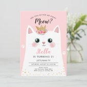 キッテンニャーピンククラウンガールキティキャット誕生日 招待状 (スタンド正面)