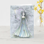 キッテンハロウィンカード付き魔女 カード (黄色い花)