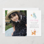 キッテンパーティー誕生日フォト招待状 招待状<br><div class="desc">3匹の小さな猫の愛らしいカラフルイラストレーションで、風船やアイスクリーム、パーティーの帽子を使った誕生会を催しています。写真© MIKI Yoshihito:https://www.flickr.com/people/mujitraおよびクリエイティブコモンズが提供：https://creativecommons.org/licenses/by/2.0/</div>