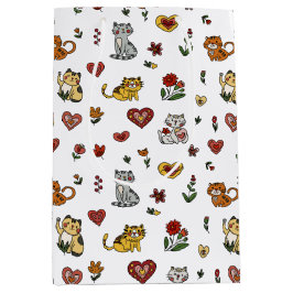 キッテンラブ抱き枕:ハート&キャッツ ミディアムペーパーバッグ