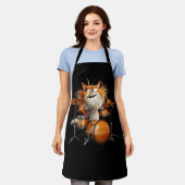 キッテンロックバンドおもしろい子猫ドラマー遊キャットD エプロン (着用した状態)