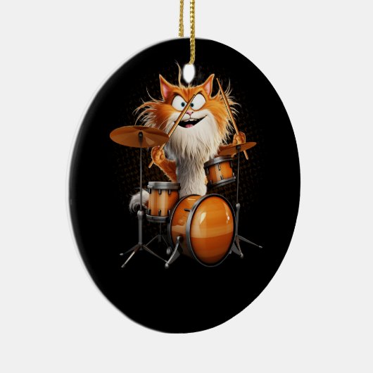 キッテンロックバンドおもしろい子猫ドラマー遊キャットD セラミックオーナメント (右)