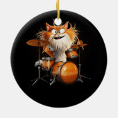 キッテンロックバンドおもしろい子猫ドラマー遊キャットD セラミックオーナメント (裏面)